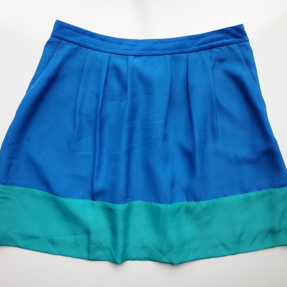 J. Crew Color Block Pleated Mini Skirt